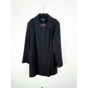 PRESTON & YORK. Black Hidden Snap Button Closure Lined Long Sleeves Coat Size 3X